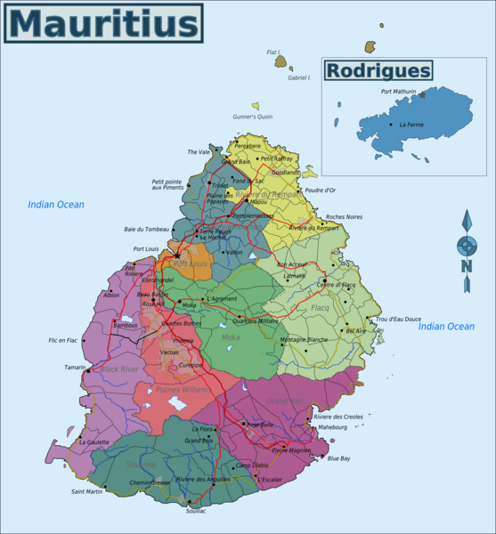 carte des routes de l'île Maurice