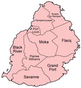 carte regions / districts ile maurice